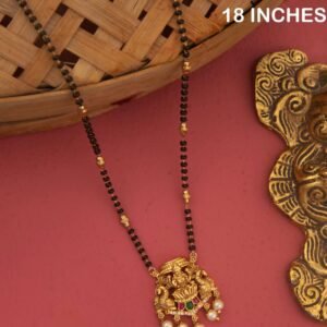 Lakshmi Temple Mangalsutra with Black Bead Chain