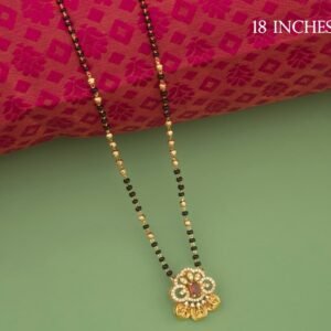 Floral Ruby Mangalsutra with CZ Diamond Accents